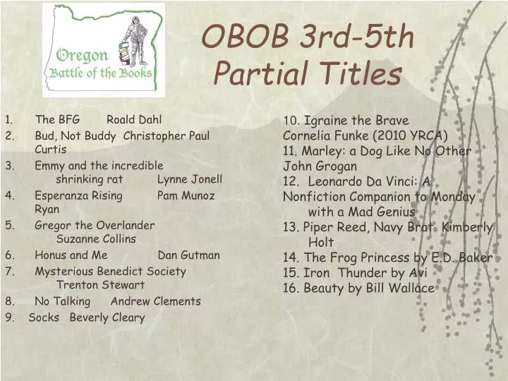 obob 3rd 5th partial titles
