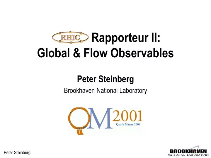rapporteur ii global flow observables