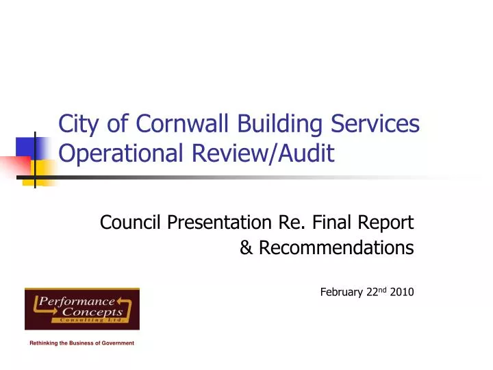 city of cornwall building services operational review audit