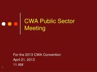 CWA Public Sector Meeting