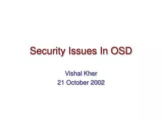Security Issues In OSD