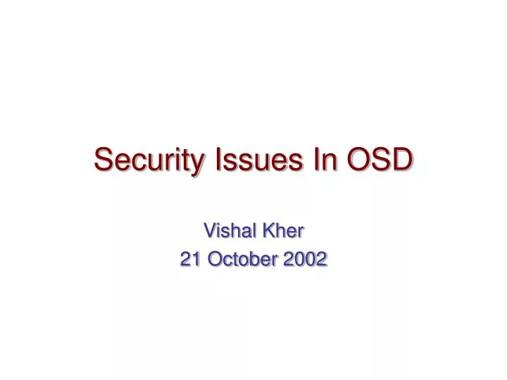 security issues in osd