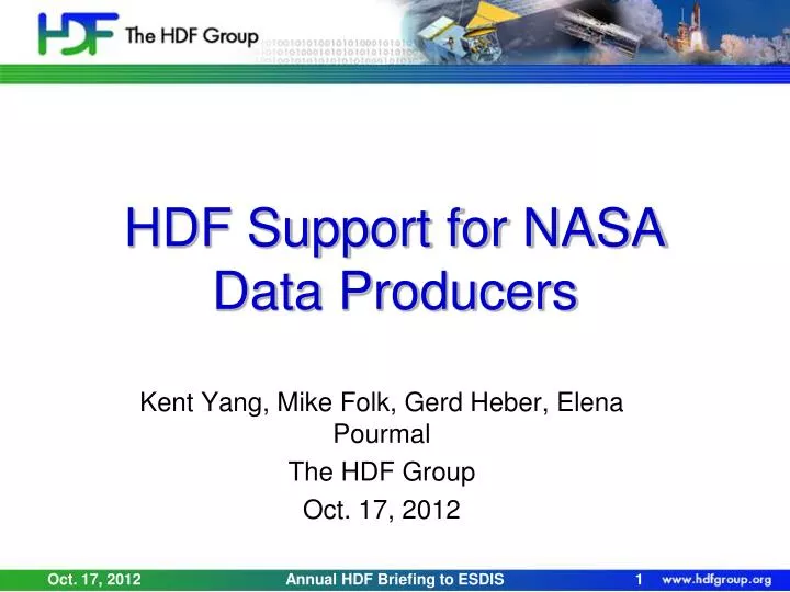 hdf support for nasa data producers