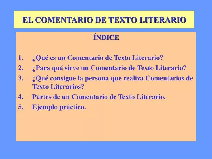 el comentario de texto literario