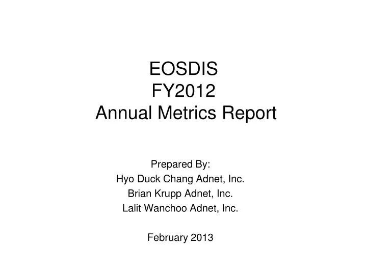 eosdis fy2012 annual metrics report