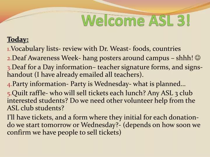 welcome asl 3