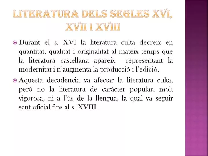 literatura dels segles xvi xvii i xviii