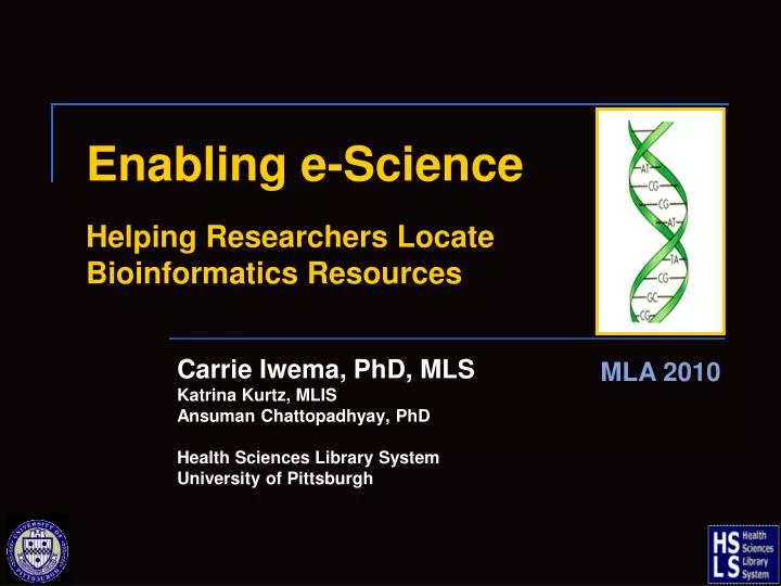 enabling e science helping researchers locate bioinformatics resources