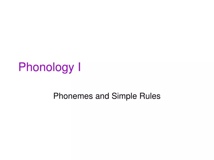 phonology i