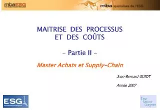 maitrise des processus et des co ts partie ii