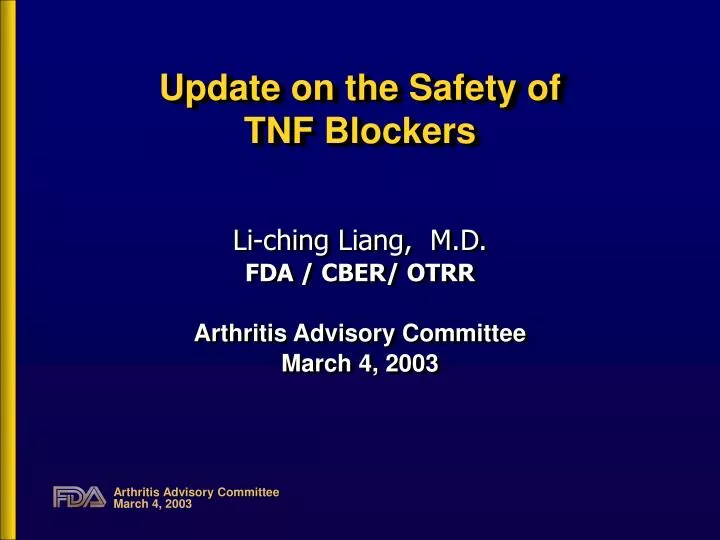 update on the safety of tnf blockers