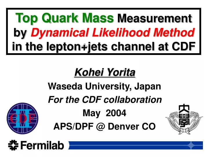 top quark mass measurement by dynamical likelihood method in the lepton jets channel at cdf