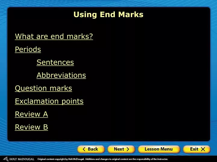 using end marks