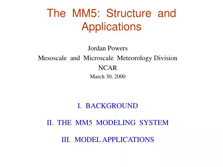 the mm5 structure and applications