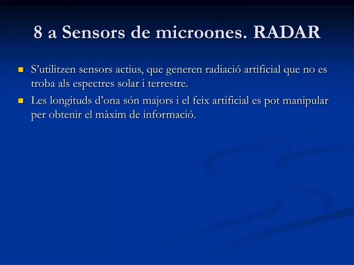8 a sensors de microones radar