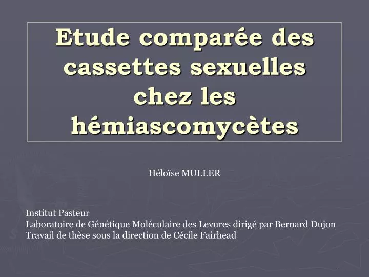 etude compar e des cassettes sexuelles chez les h miascomyc tes