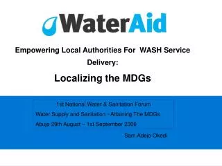 Empowering Local Authorities For WASH Service Delivery: Localizing the MDGs