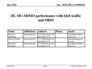 DL MU-MIMO performance with QoS traffic and OBSS