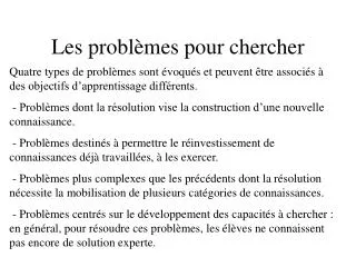 les probl mes pour chercher