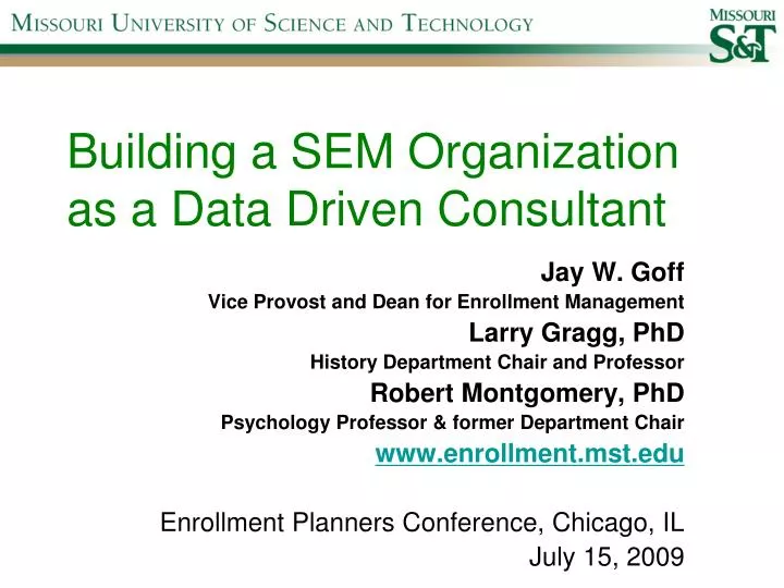 building a sem organization as a data driven consultant