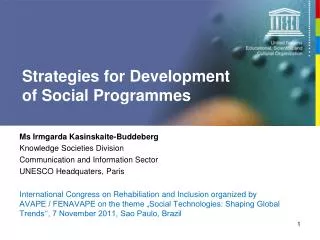 strategies for development of social programmes