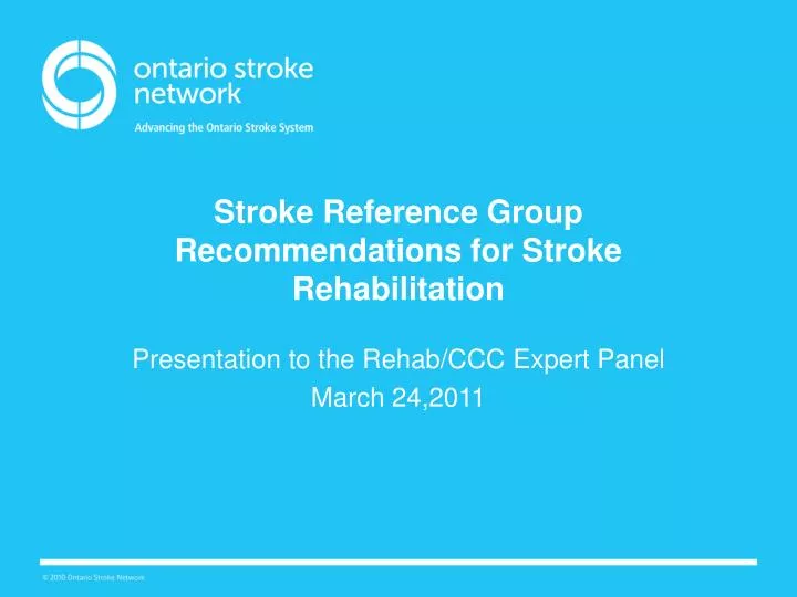 stroke reference group recommendations for stroke rehabilitation