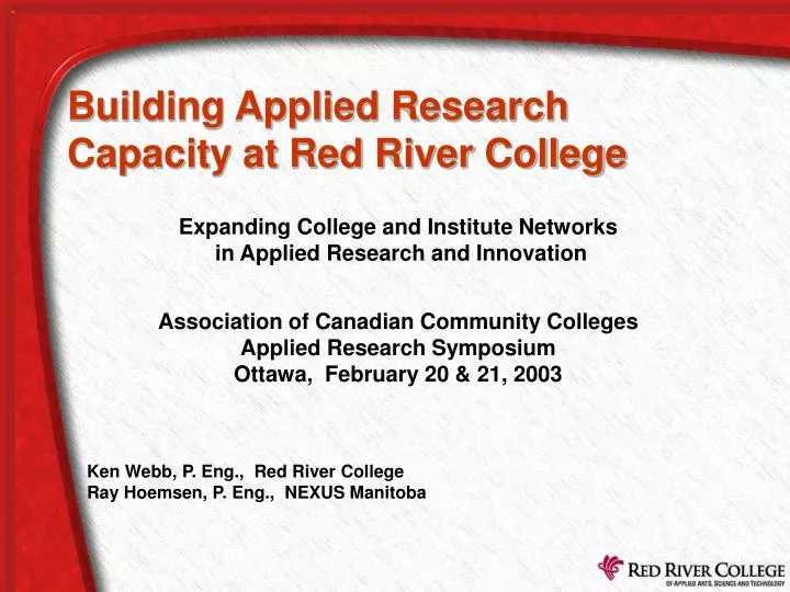 building applied research capacity at red river college
