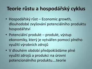 teorie r stu a hospod sk cyklus