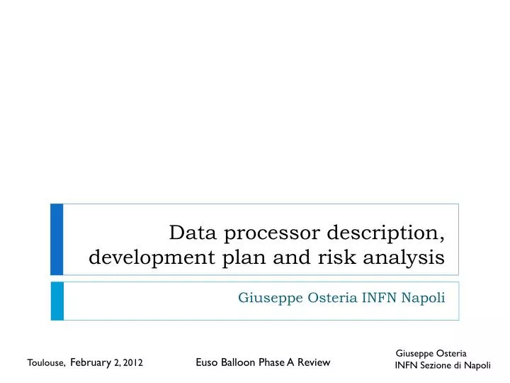 data processor description development plan and risk analysis