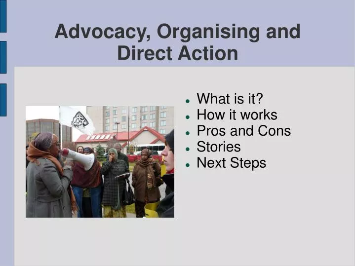 advocacy organising and direct action