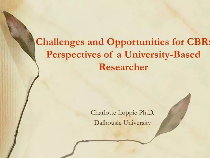 challenges and opportunities for cbr perspectives of a university based researcher