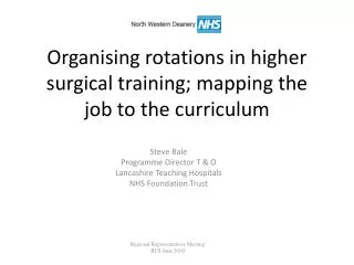 Organising rotations in higher surgical training; mapping the job to the curriculum