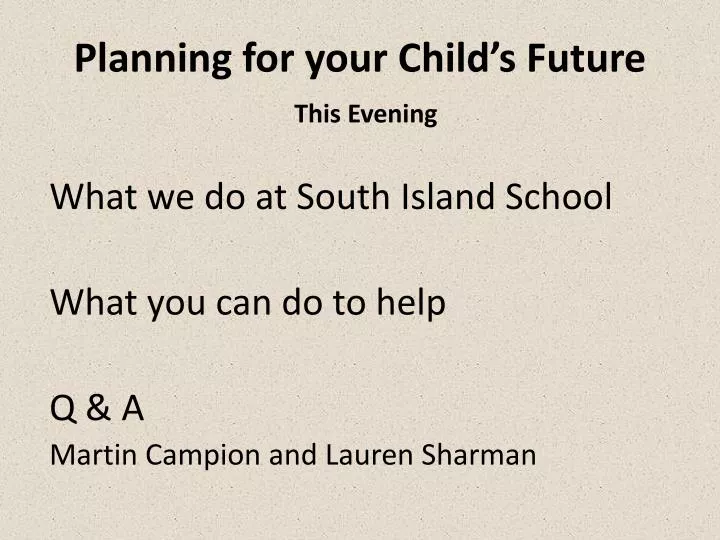 planning for your child s future