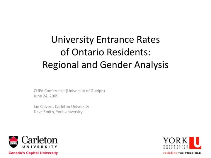 university entrance rates of ontario residents regional and gender analysis