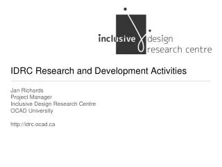 IDRC Research and Development Activities