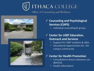 Counseling and Psychological Services (CAPS) Individual counseling &amp; groups