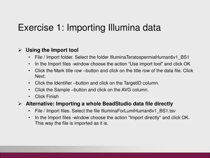 exercise 1 importing illumina data