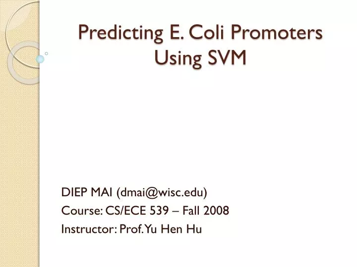 predicting e coli promoters using svm