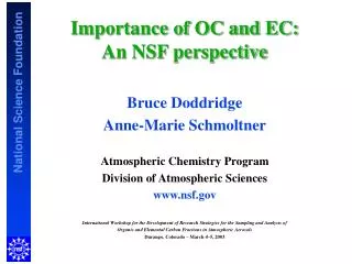 Importance of OC and EC: An NSF perspective