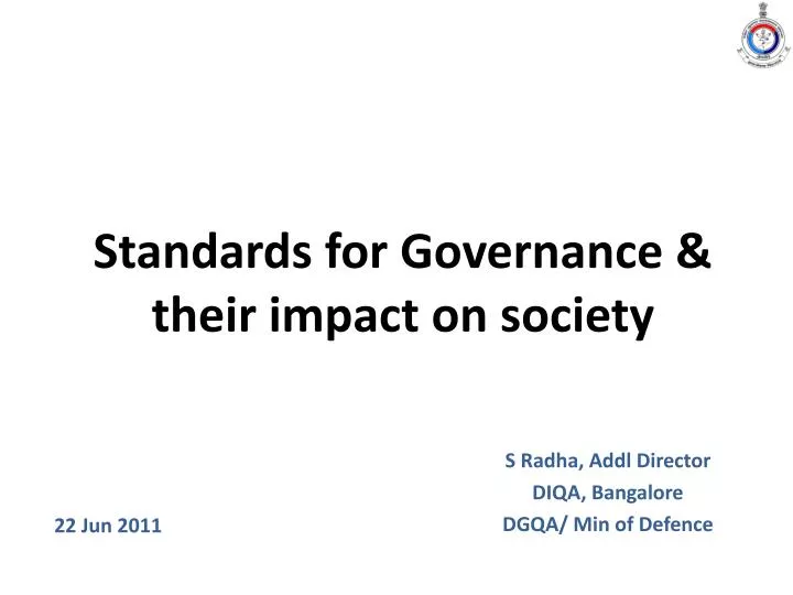 standards for governance their impact on society