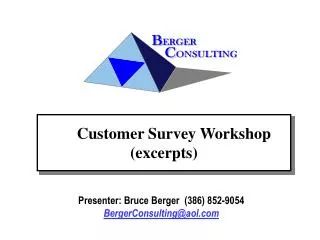 Customer Survey Workshop (excerpts)