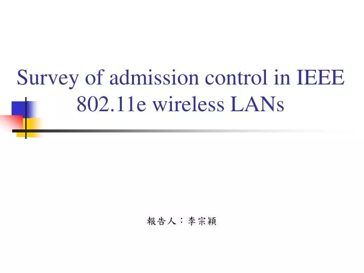 survey of admission control in ieee 802 11e wireless lans