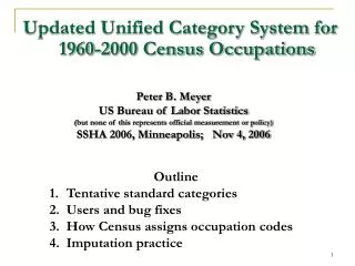 Updated Unified Category System for 1960-2000 Census Occupations