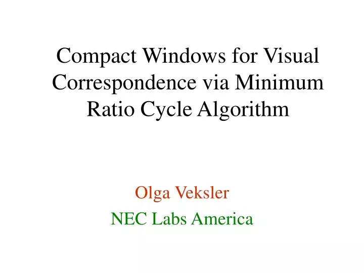 compact windows for visual correspondence via minimum ratio cycle algorithm