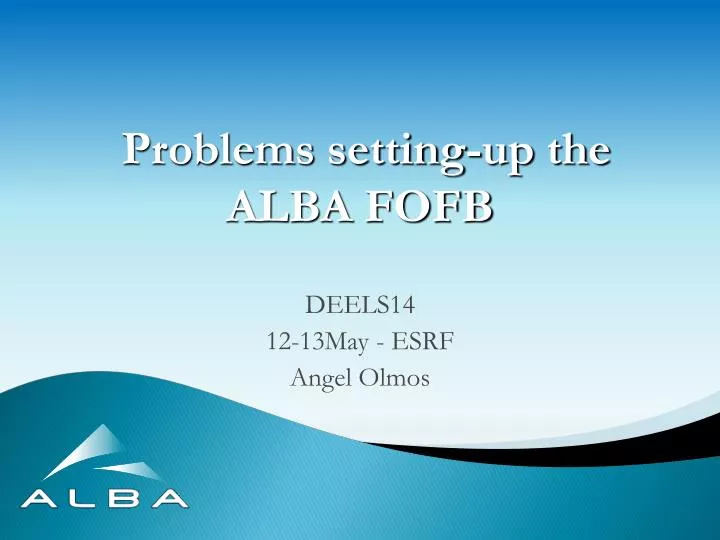 problems setting up the alba fofb