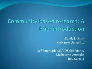 Community-based research: A brief introduction
