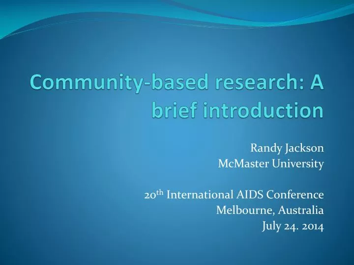 community based research a brief introduction