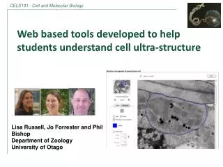 Web based tools developed to help students understand cell ultra-structure