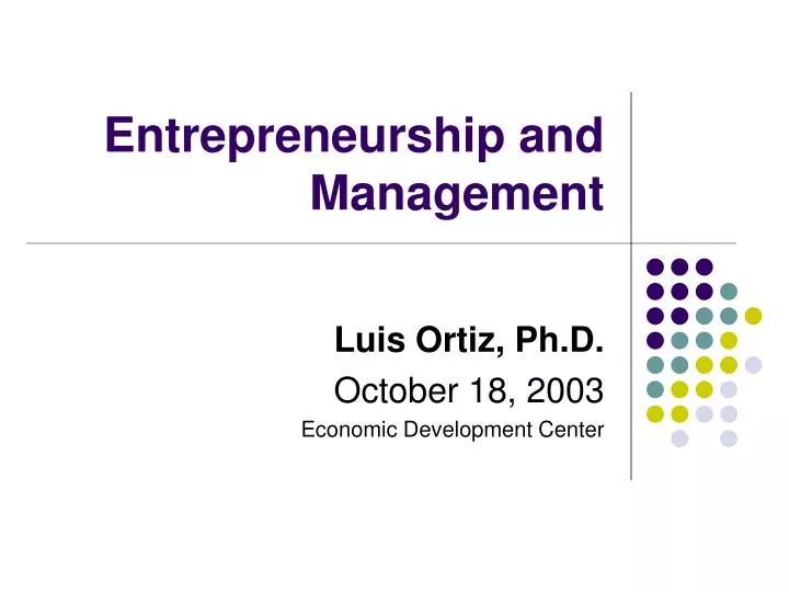 entrepreneurship and management