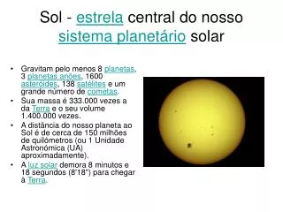 sol estrela central do nosso sistema planet rio solar